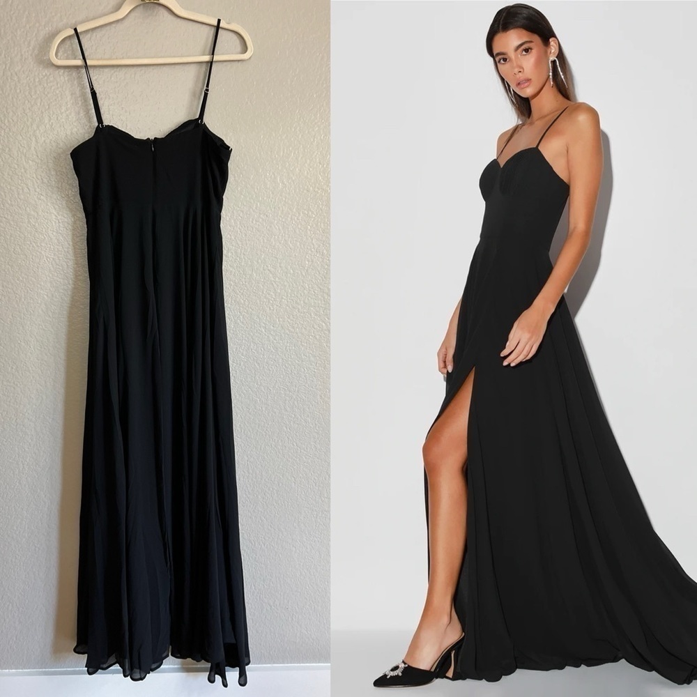 Cause for Commotion Black Pleated Bustier Maxi Dress